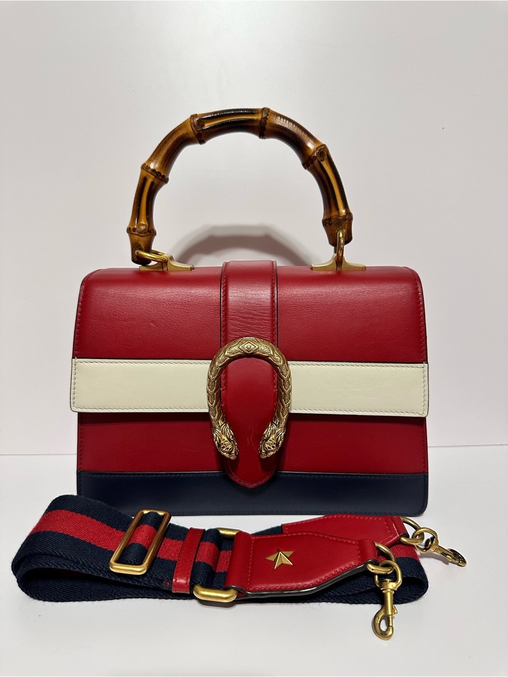 Gucci ❤️🌟 Dionysus Bamboo Top Handle with Long Strap ⭐️